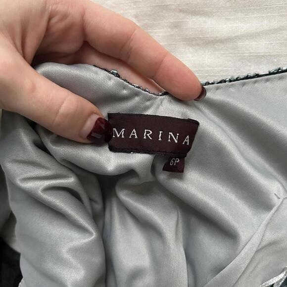 Vintage baby blue black mesh overlay beaded dress great Gatsby glam size 6 - Picture 3 of 8